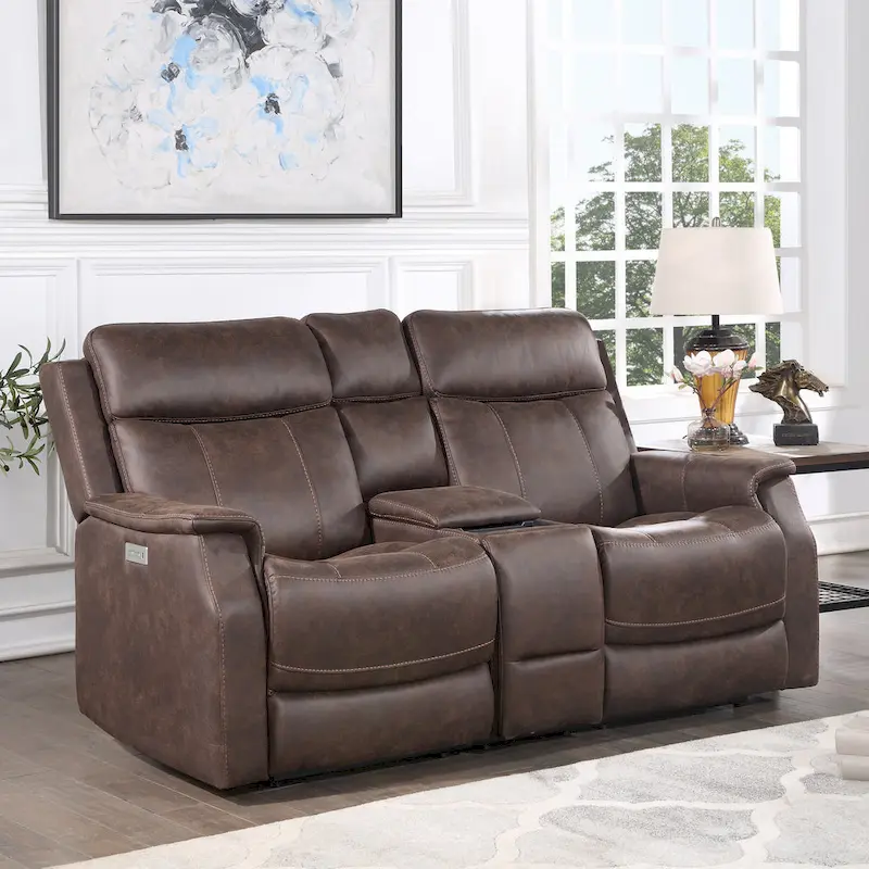 Steve Silver Faux Leather Power Reclining Console Loveseat