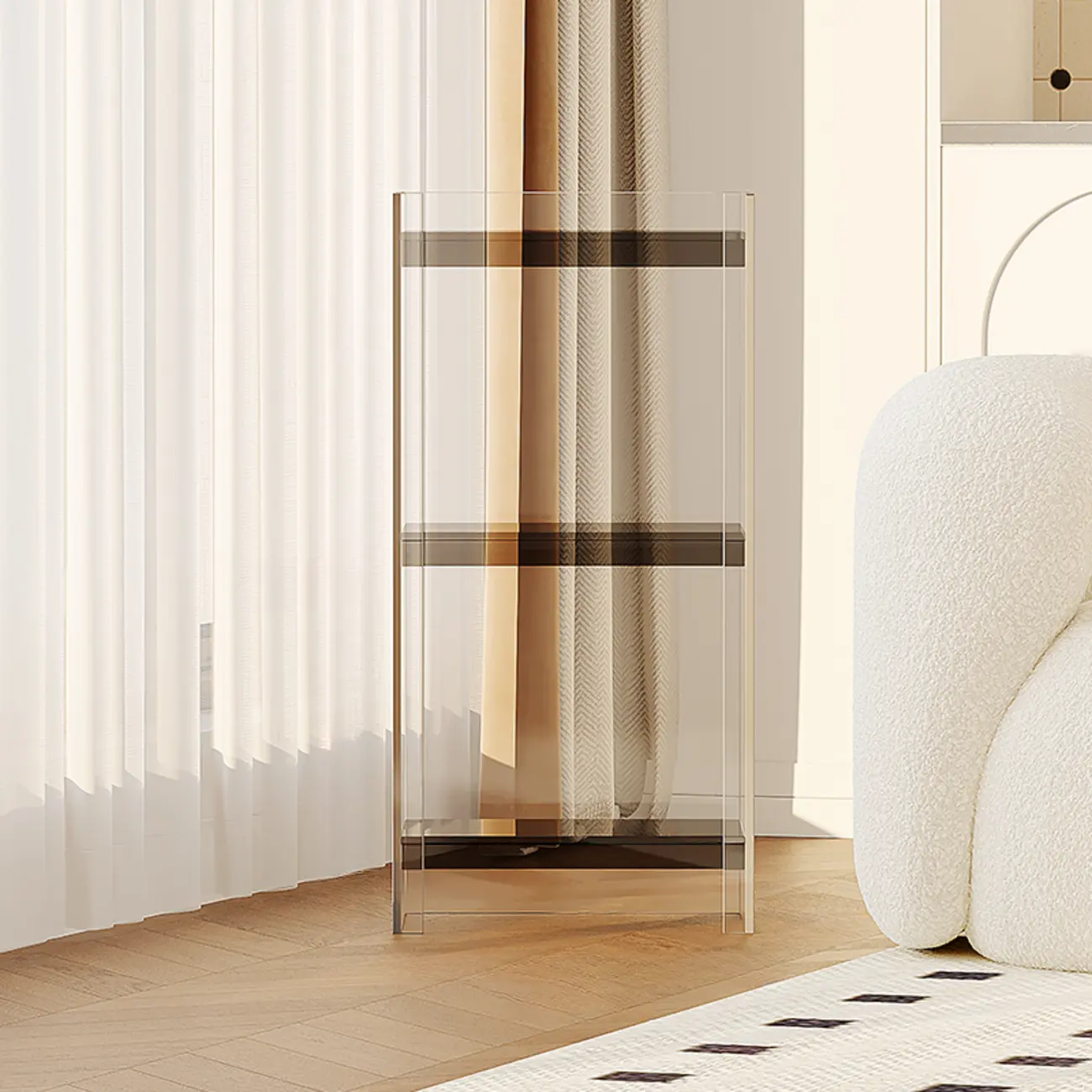 Minimalism Clear Acrylic 4-Tier Vertical Narrow Bookcase