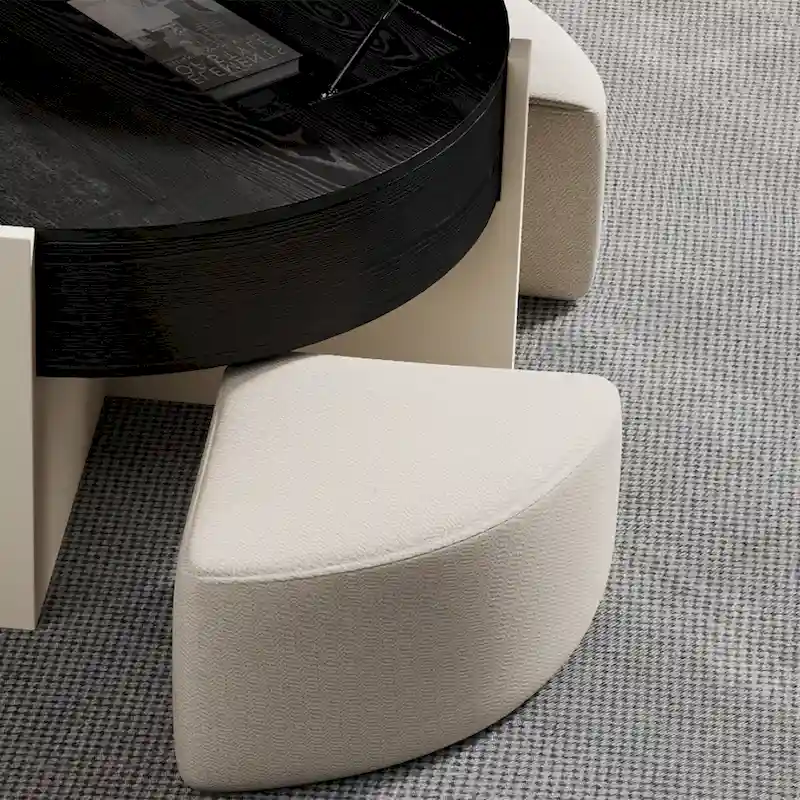 31.5 Modern Coffee Table, Lift Top Coffee Table with 3 Ottomans, Black - 31.5 X 31.5