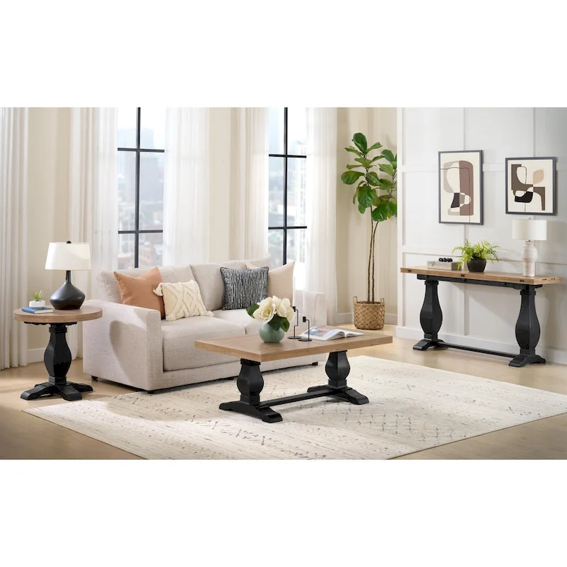 50 Solid Wood Pedestal Coffee Table