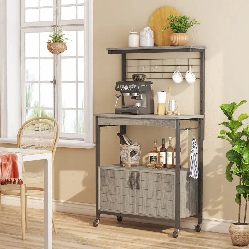 Industrial Rolling Coffee Bar Shelf - 14.57