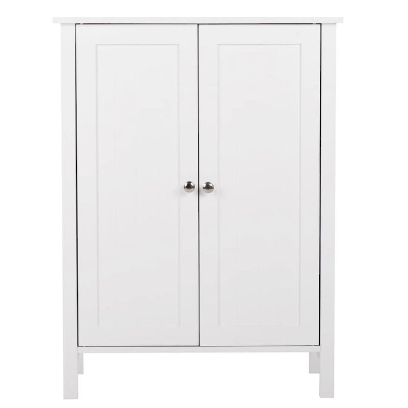 White Double Doors Adjustable Freestanding Bathroom Cabinet - 23.62  x 11.81  x 31.50