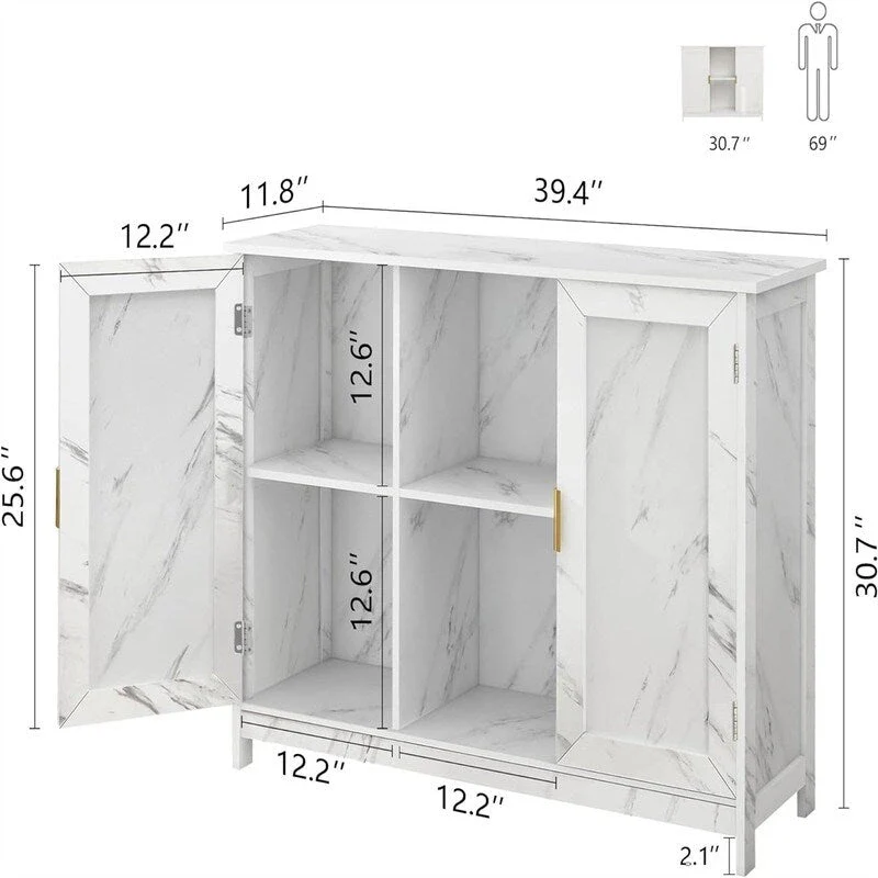 Credenza Buffet Cabinet Wooden Coffee Bar Cabinet - 11.8D x 39.4W x 30.7H
