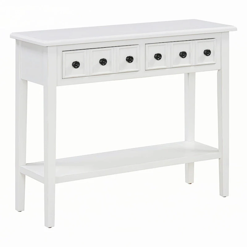 Entryway Table with 2 Drawers(White)