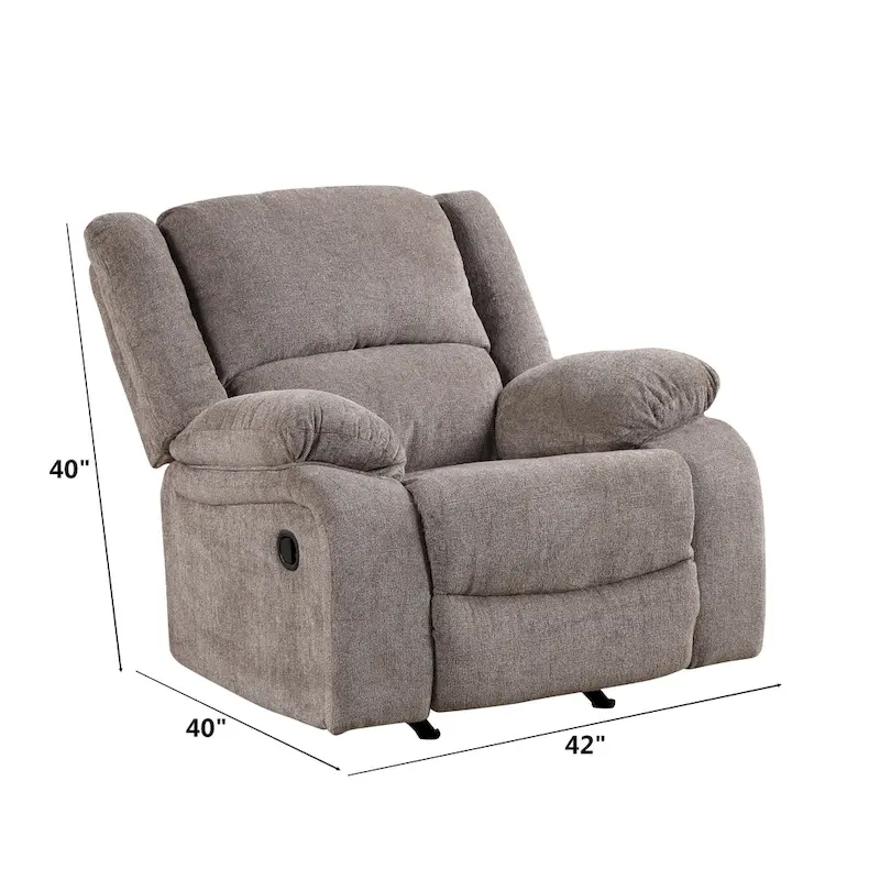 3-Piece Mocha Chenille Manual Reclining Sofa Set