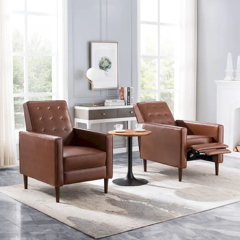 Mid-Century Button Tufted Recliner