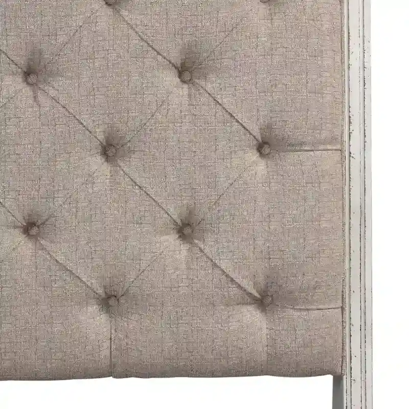 Antique White Tufted Upholstered Sleigh Bed