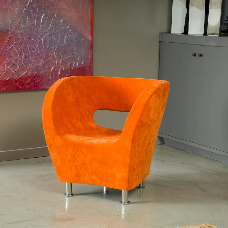 Modern Orange Microfiber Accent Chair