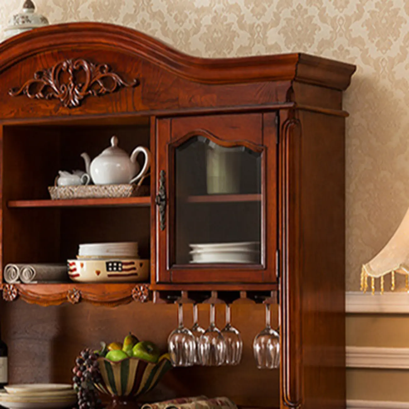 Modern Brown Wood Buffet with Adjustable Shelves