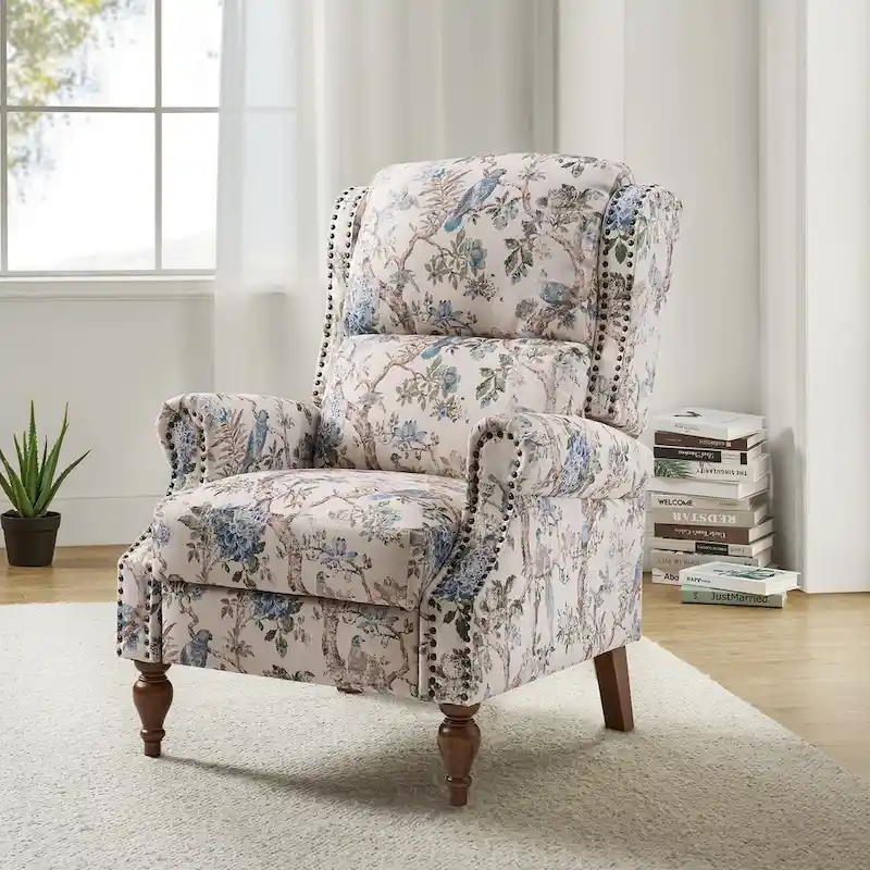 Terri Classic Cutaway Arms with Nailheads Manual Recliner for Living Room by HULALA HOME