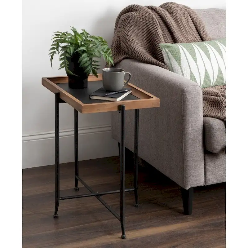 Kate and Laurel Macabe Wood and Iron Accent Table - 19.75x13.5x23.25