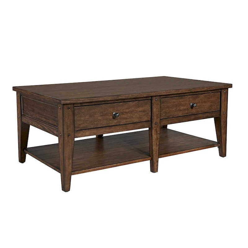 Liberty Furniture Lake House Cocktail Table Rustic Brown Oak