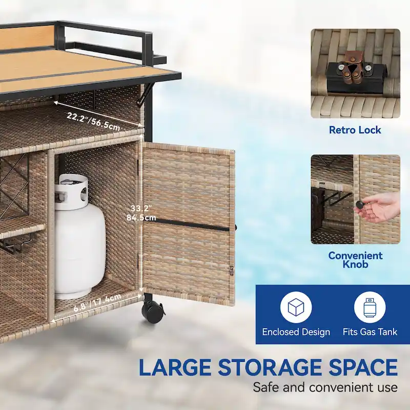 54.3 Wicker Bar Cart