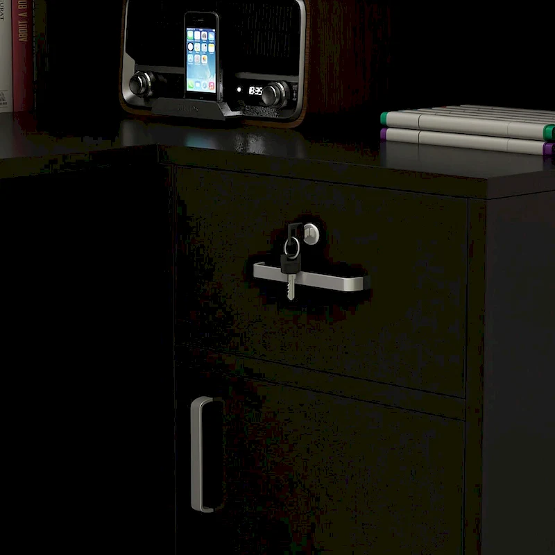 Timechee Reception Desk L-Shaped Counter Shelves Drawers Reception Table