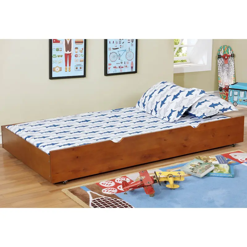Bays Transitional Twin Wood Underbed Trundle with Casters by Furniture of America