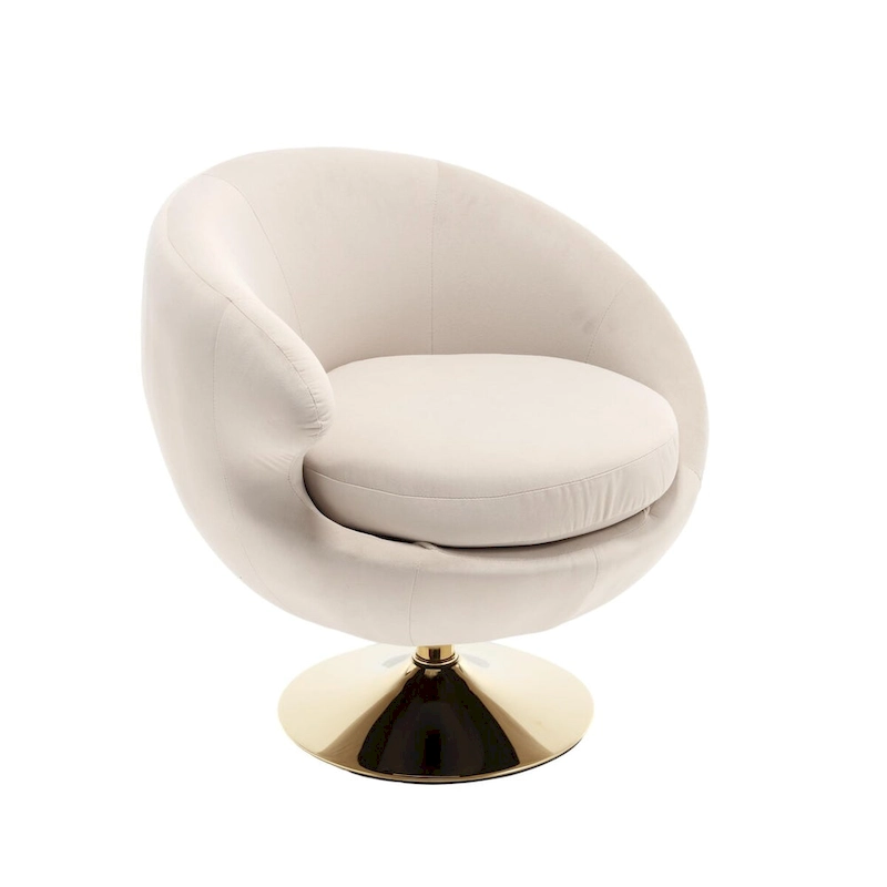 HOMEFUN Velvet 360 Degree Swivel Left Cuddle Barrel Accent Chairs