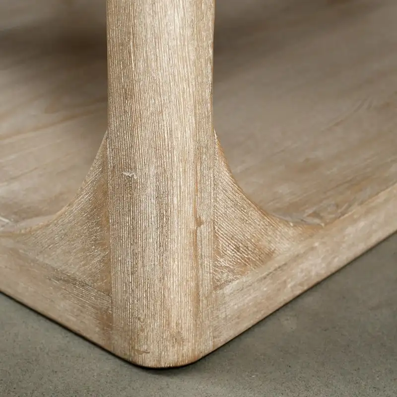 Reclaimed Wood Peking Ming Coffee Table, Small, 55 Inch Long, Weathered White Wash