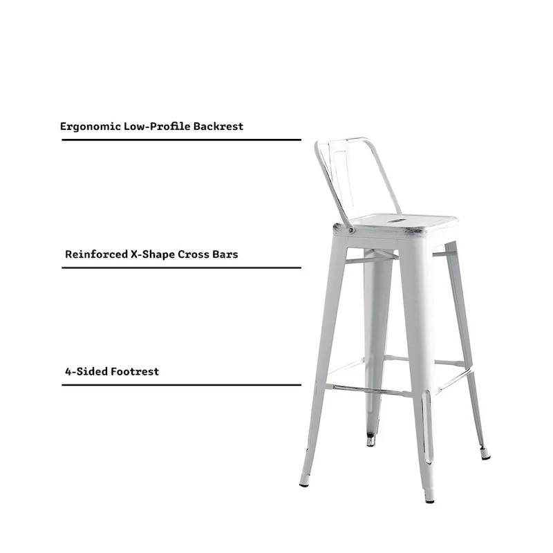 AC Pacific 30 Inch Metal Barstool Set of 2