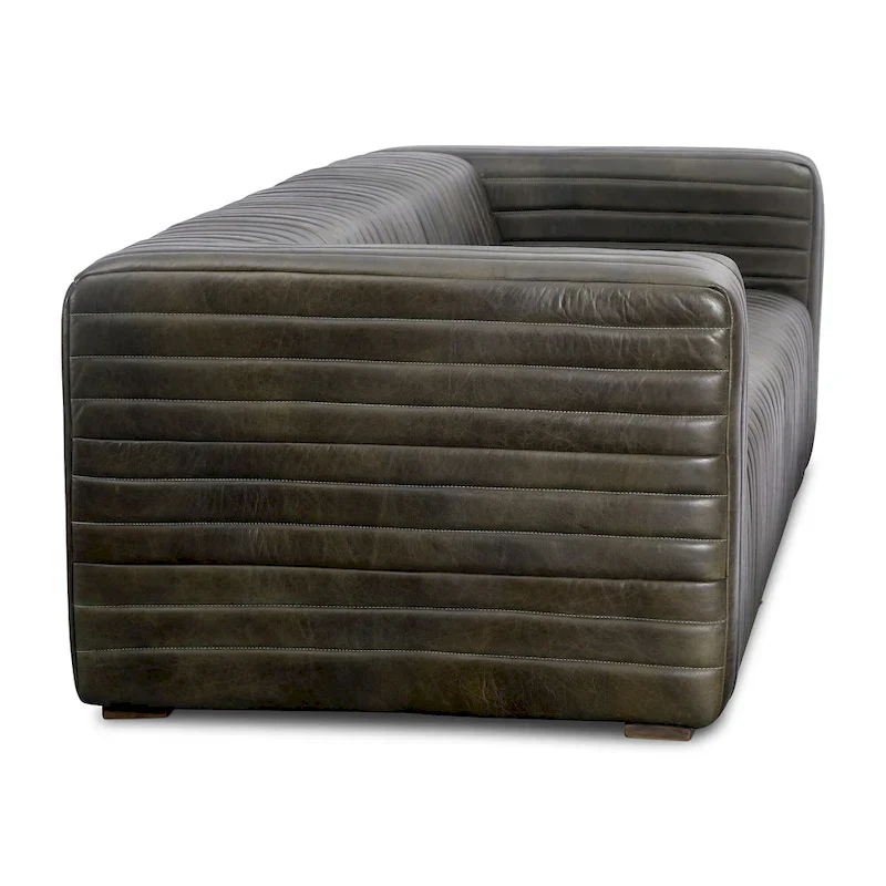 Aurelle Home Caolo Modern Channel-Stitched Leather Sofa