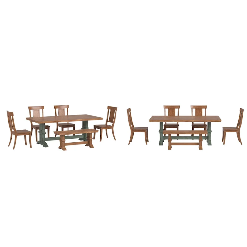 Ronda 78.7 Rectangular Solid Wood Top Dining Set with Panel Back Chairs
