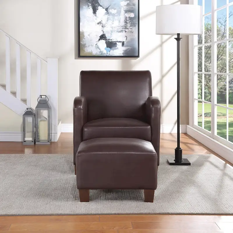 Aiden Chair & Ottoman with Espresso Legs