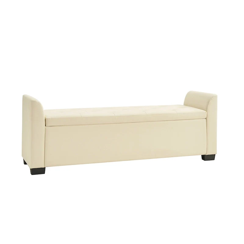 Tufted Storage Bench with Flared Arms, 57.75