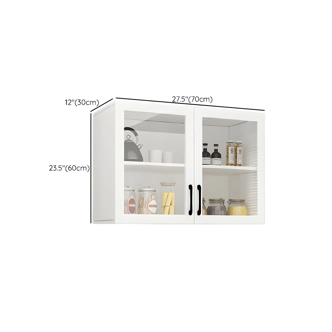 White Rectangular Wall-Mounted Wood China Cabinet