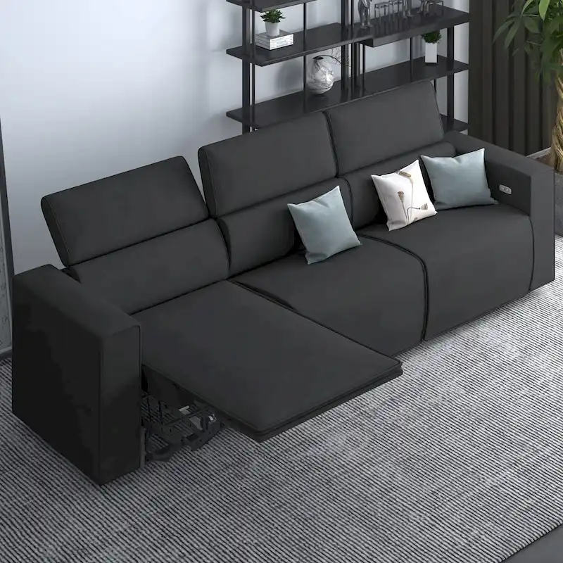 Mixoy Power Reclining Sofa, Faux Leather Electic Sofa Recliner,Theater Seating Furniture with USB Charging Station