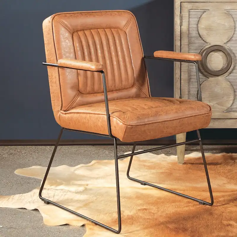 Teigen Faux Leather Chair with Sled Base