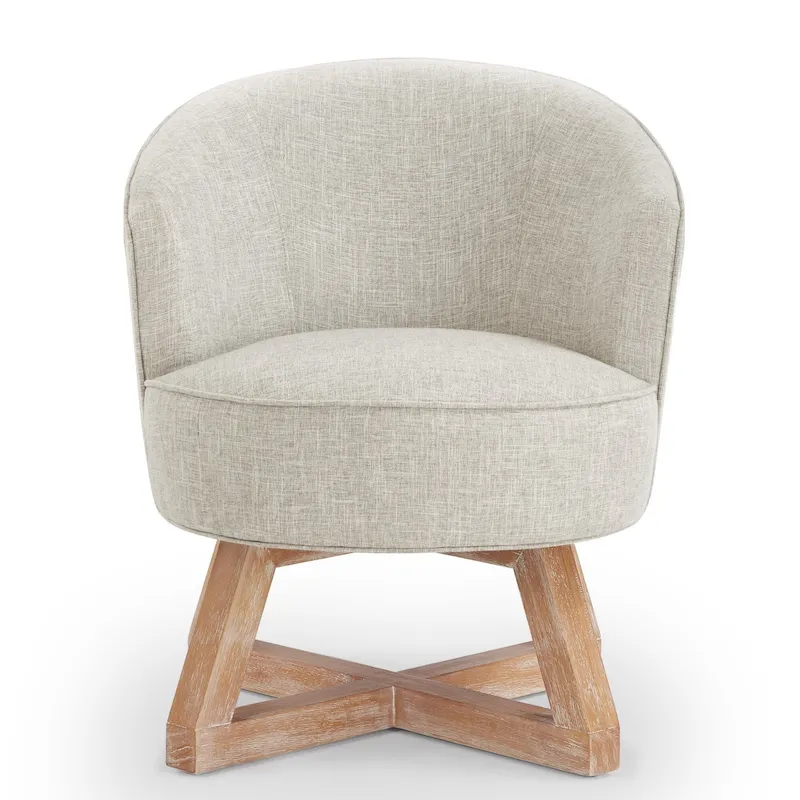 GDFStudio Swivel Accent Chair with Cross-shaped Wooden Base