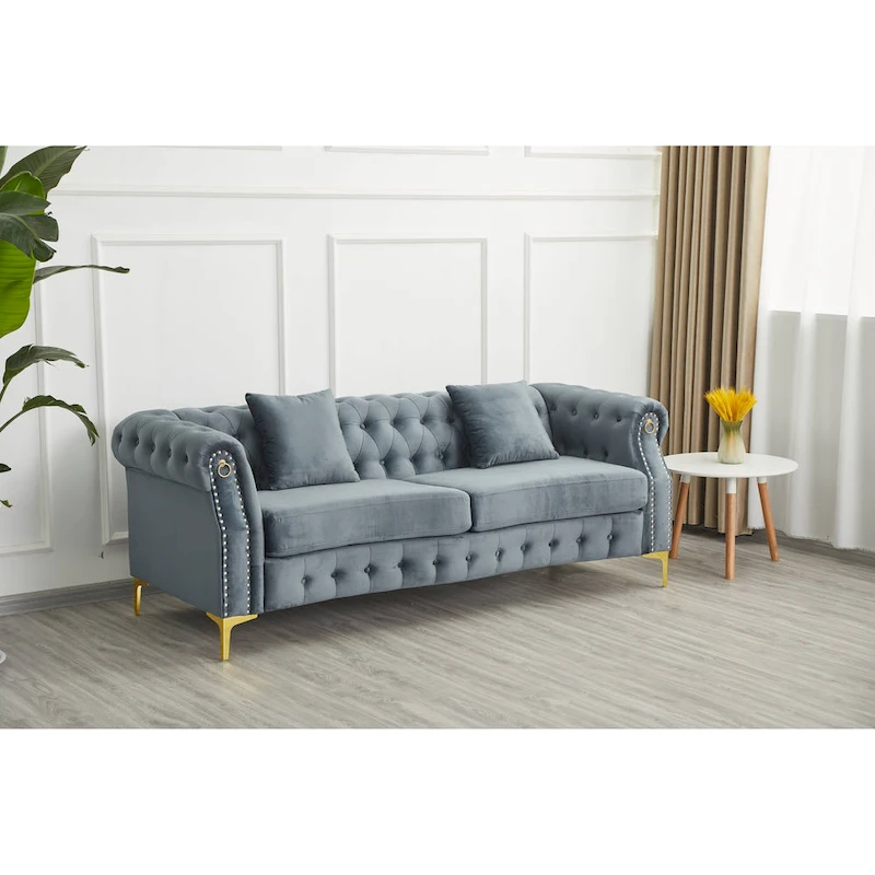 35 D x 85 W x 30.3 H Velvet Chesterfield Button-tufted Sofa