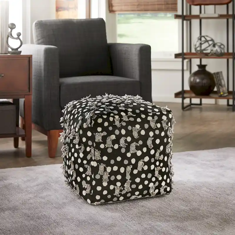 Brunico Upholstered Square Pouf Ottoman by iNSPIRE Q Bold