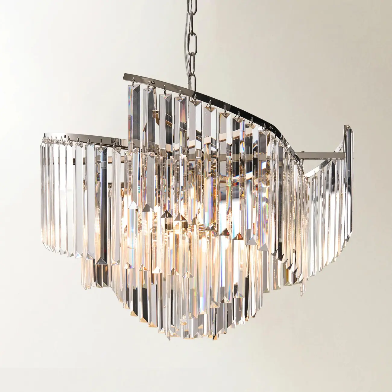 Modern Luxury Spiral-Shaped Clear Crystal Chandelier