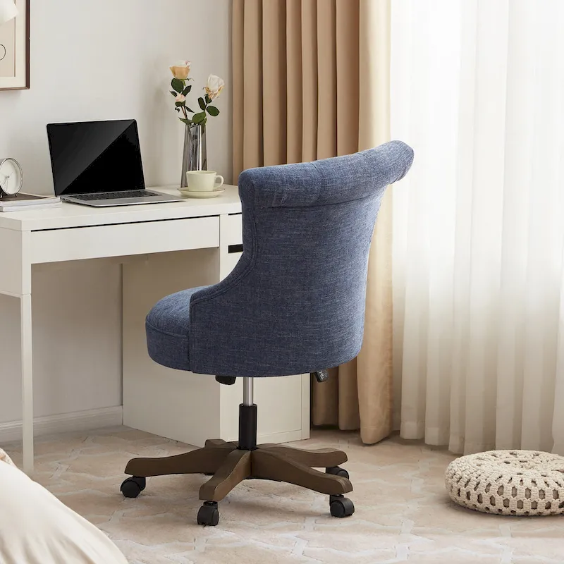 Office Chair with Wheels, Adjustable Height, Linen Fabric Upholstered Computer Desk Chair Swivel