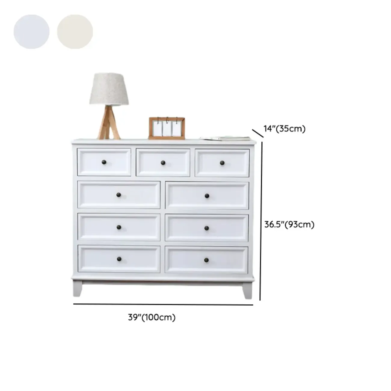 Elegant Wooden 7-Drawer White Dresser with Metal Handle