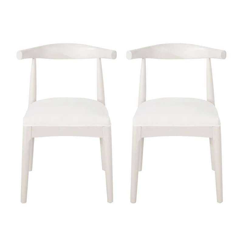 Fabric and Rubberwood Dining Chairs (Set of 2)