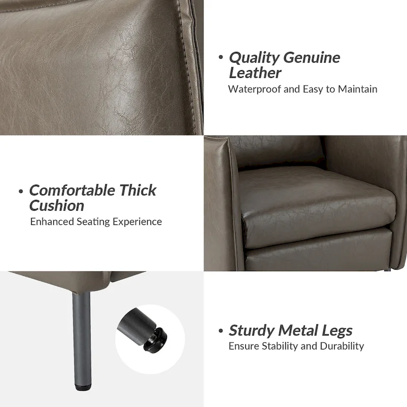 Jaime Modern Vegan Leather Accent Chair with removable Cushion by HULALA HOME