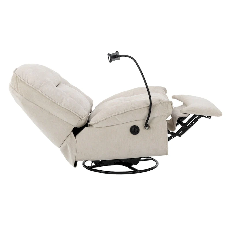 Clihome Adjustable Swivel Chenille Recliner with Phone Holder