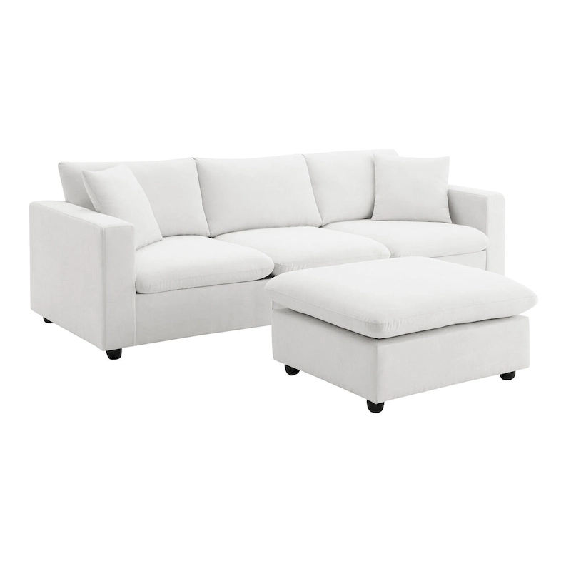 101 L-Shaped Cloud Sectional Sofa with Ottoman & Pocket Springs