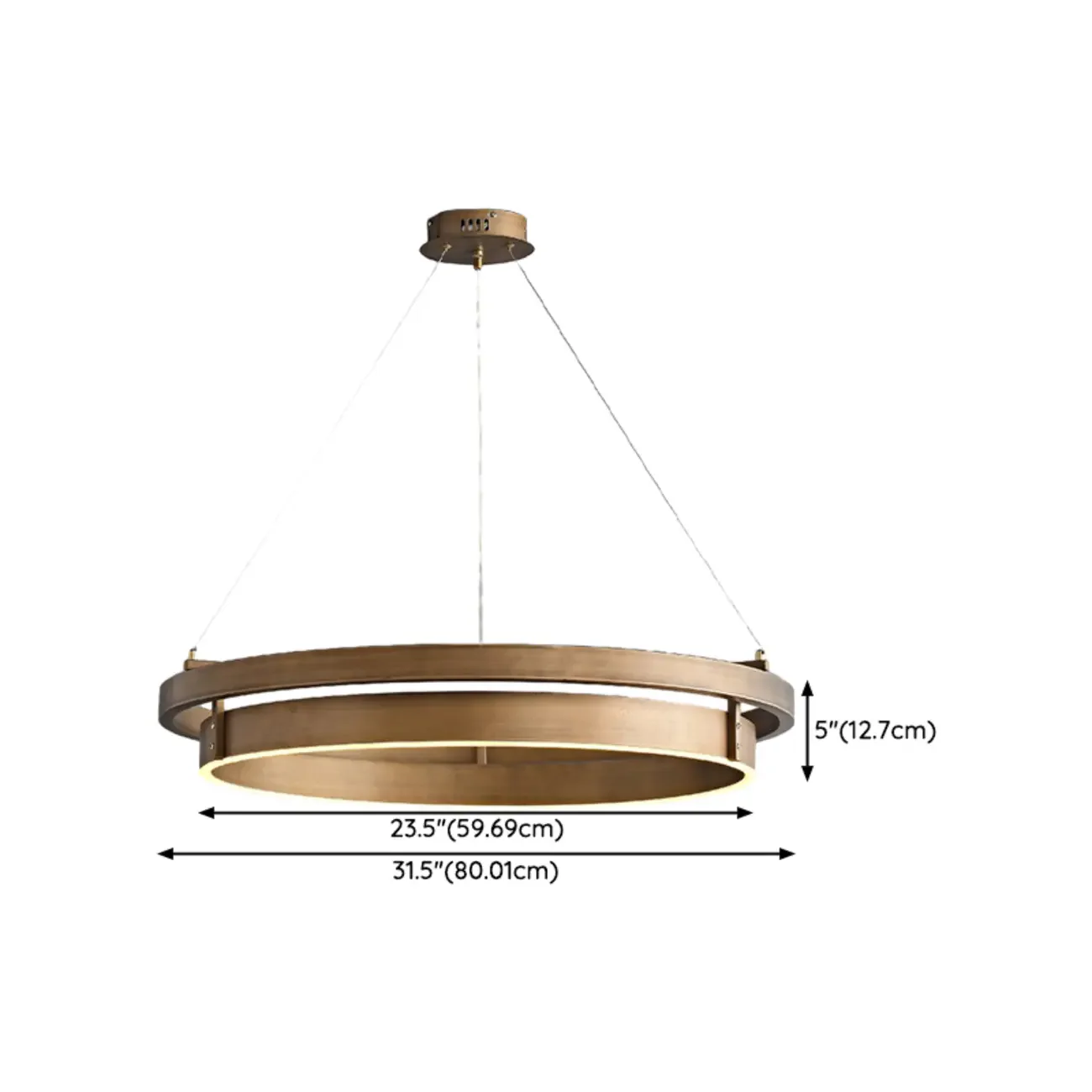 Modern Brass Elegant Ring Chandelier with Dimmable LED