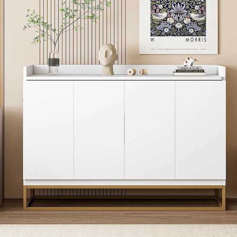 Queen Murphy Bed with Cabinet - White/Gray/Blue