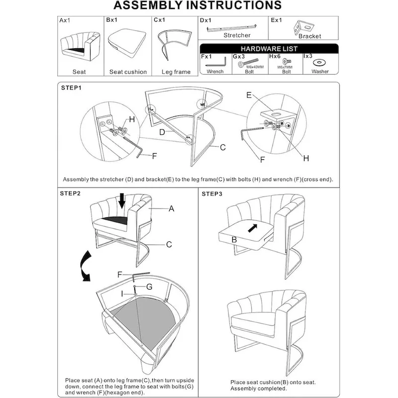 Modern Velvet Gold Accent Armchair