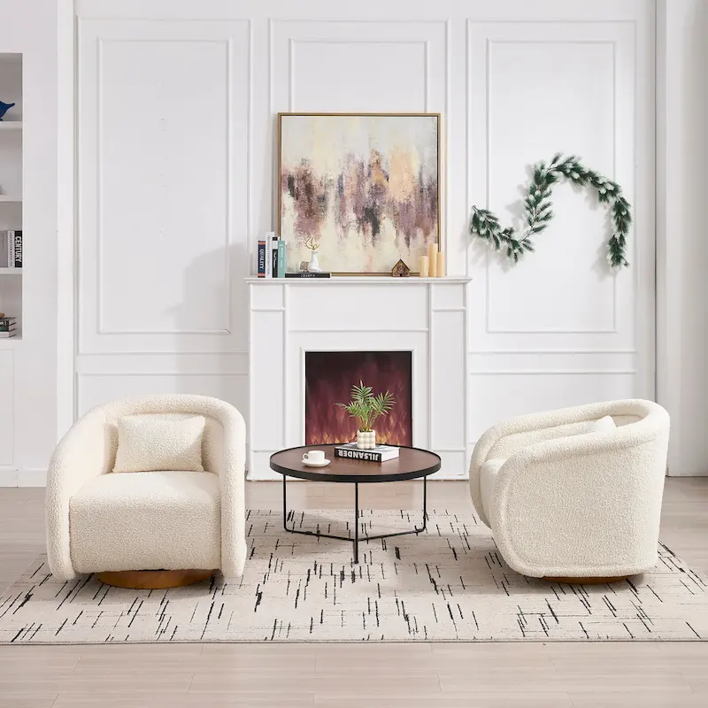 Swivel Accent Chair, 360-degree Swivel Barrel Chair with Velvet Fabric Upholstery, Comfy Pumpkin-Shaped Swivel Chair