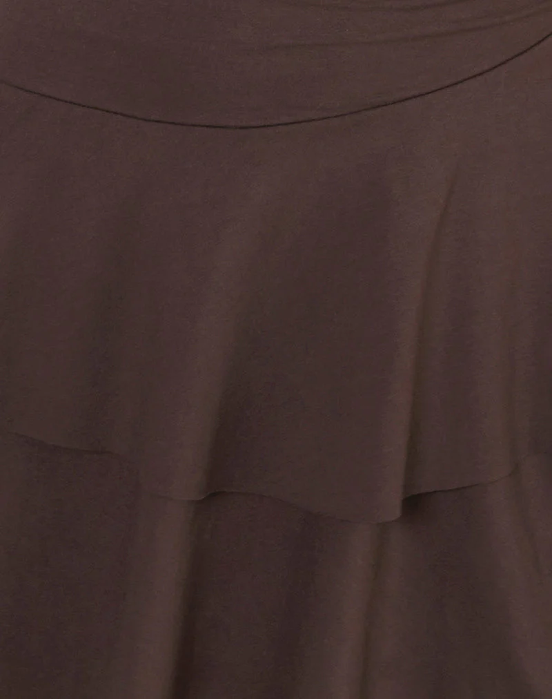 Semary Halterneck Wrap Mini Dress in Bitter Chocolate