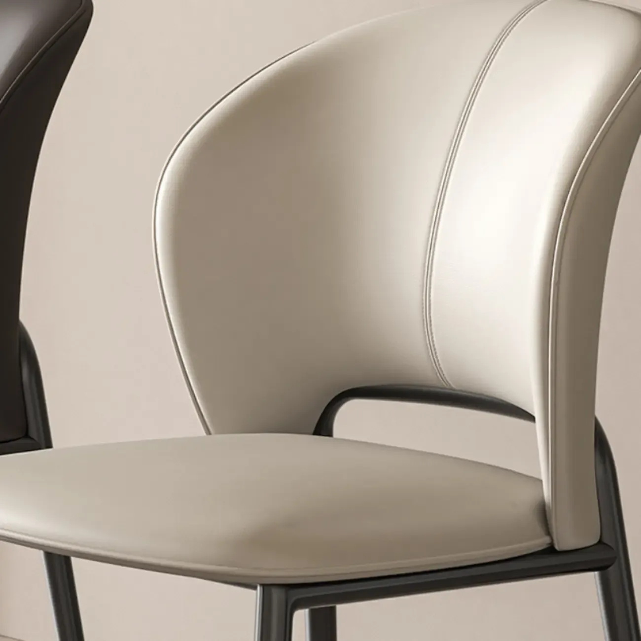 Modern Faux Leather Curved Low Back Dining Chair