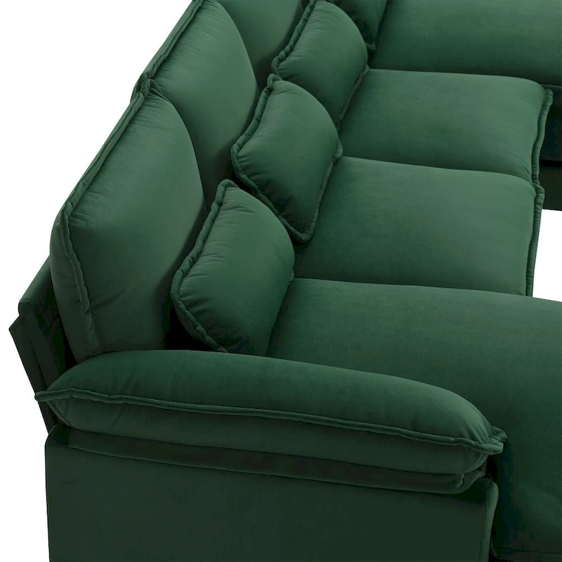 110*55  Modern U-Shaped Sectional Sofa with Waist Pillows,6-Seat Upholstered Symmetrical Sofa Furniture