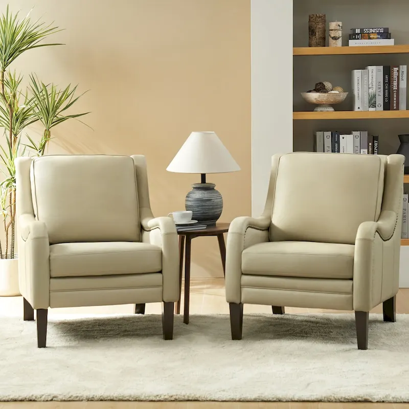 Pascual Comfy Living Room Armchair Set Of 2 with Solid Wood Legs