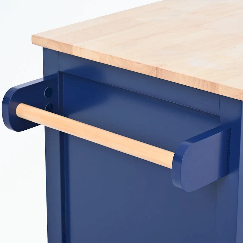 Kitchen Cart with Rubber Wood Countertop