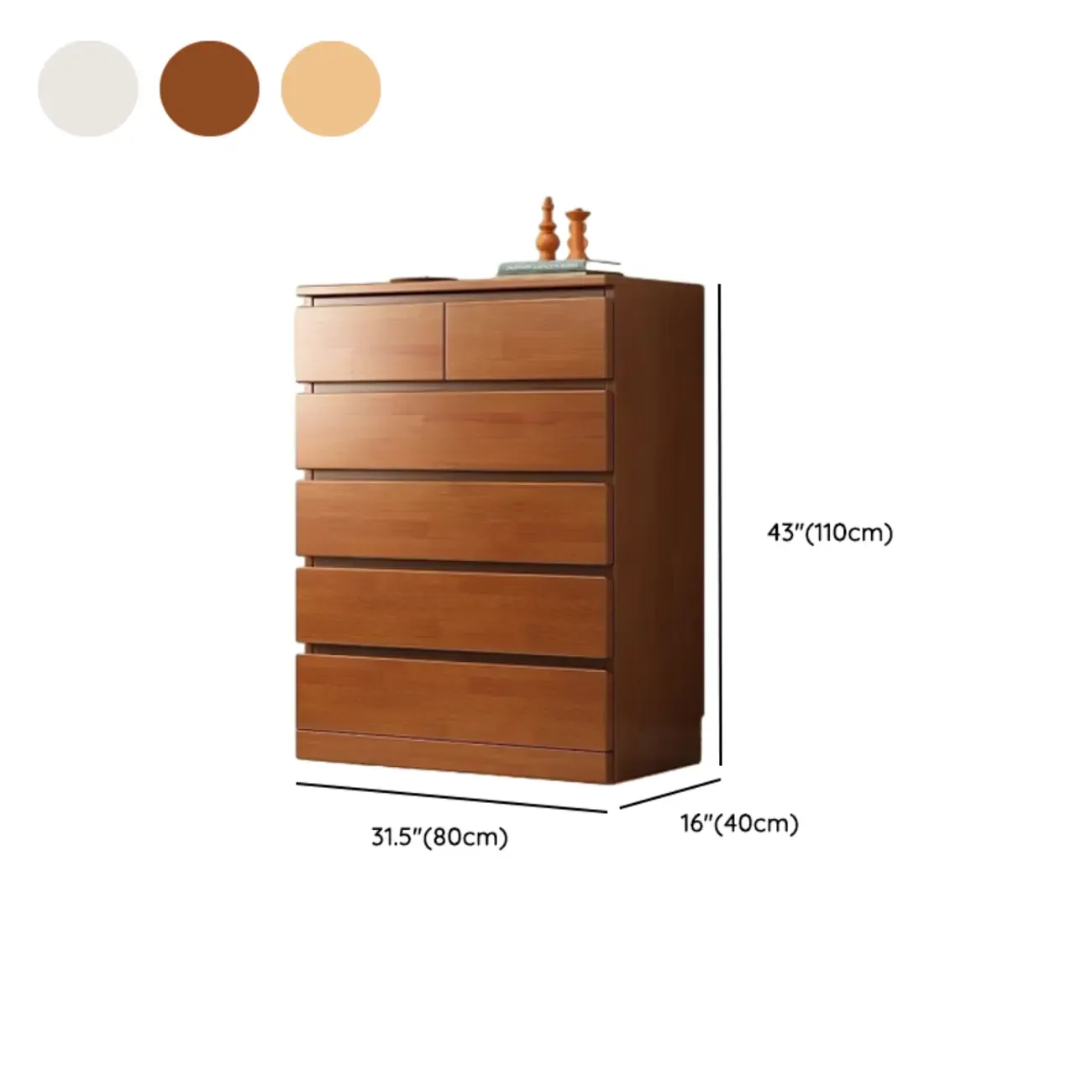 Modern Natural Wood Gloss Surface Dresser with 8-Drawers