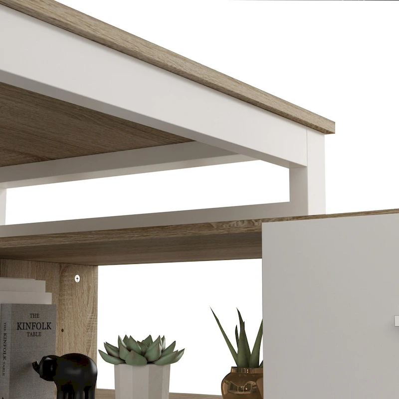 Timechee 55-inch L Shaped Office Computer Desk w/ Drawers, Wood